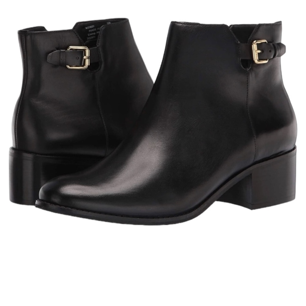Cole Haan Women’s Haidyn Black Leather Block Heel Ankle Booties Shoes size 6